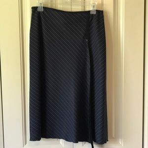 J.Jill dark navy blue pinstripe lined wool blend skirt